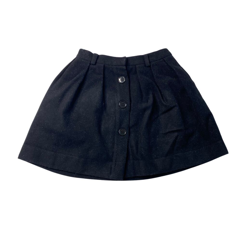 Vintage Bonpoint Wool A-Line Skirt Button Front Girl's Size 6 Black Lined Formal